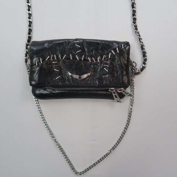 Zadig & Voltaire Black Crossbody Bag with Chain Strap and Edgy Design - Picture 3 of 10
